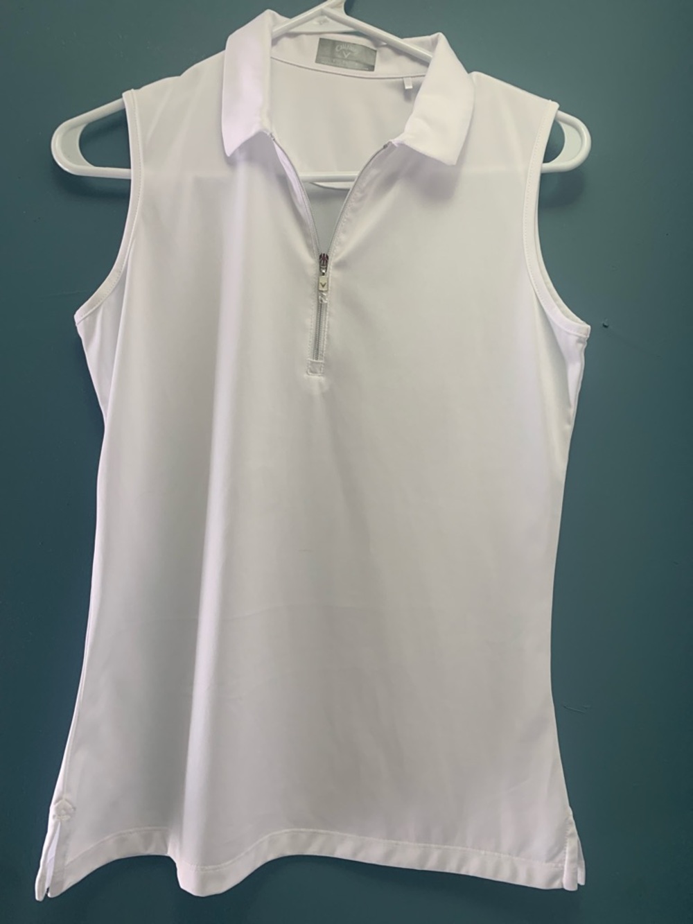 Callaway White Sleeveless Zip Polo Tank